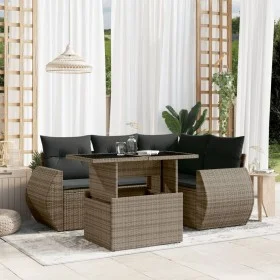 Garden sofa set with 5-piece synthetic rattan gray cushions by , Garden sets - Ref: Foro24-3268510, Price: 386,51 €, Discount: %