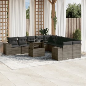 Garden sofa set 11 pieces and gray synthetic rattan cushions by , Garden sets - Ref: Foro24-3269430, Price: 710,02 €, Discoun...