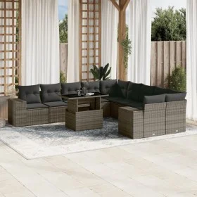 Garden sofa set 11 pieces and gray synthetic rattan cushions by , Garden sets - Ref: Foro24-3269430, Price: 711,08 €, Discoun...