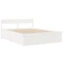 Bed frame with white pine wood drawers 160x200 cm by , Beds and slatted bases - Ref: Foro24-3282343, Price: 321,22 €, Discoun...
