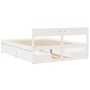 Bettgestell mit Schubladen aus weißem Kiefernholz 160x200 cm von , Betten und Lattenroste - Ref: Foro24-3282343, Preis: 335,7...