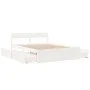 Bed frame with white pine wood drawers 160x200 cm by , Beds and slatted bases - Ref: Foro24-3282343, Price: 321,22 €, Discoun...