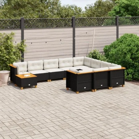 Garden sofa set 11 pieces and black synthetic rattan cushions by , Garden sets - Ref: Foro24-3262055, Price: 790,28 €, Discou...