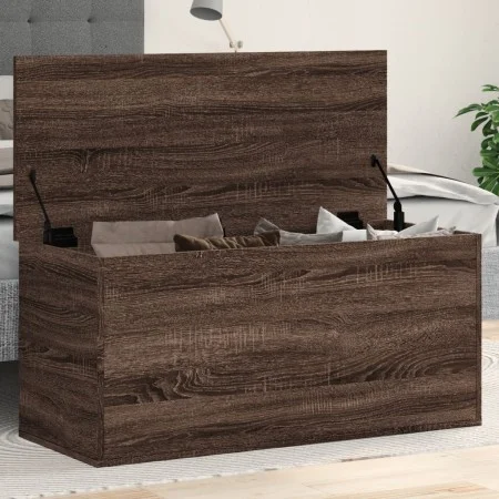 Wooden storage box, engineered oak, brown, 100x42x46 cm by , Storage trunks - Ref: Foro24-840666, Price: 96,69 €, Discount: %