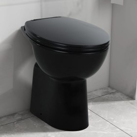 Inodoro sin bordes cierre suave 7 cm alto cerámica negro de vidaXL, Baños - Ref: Foro24-145780, Precio: 183,59 €, Descuento: %