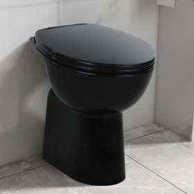 Spülrandloses WC mit Absenkautomatik, 7 cm hoch, Keramik schwarz von vidaXL, Badezimmer - Ref: Foro24-145780, Preis: 200,34 €...