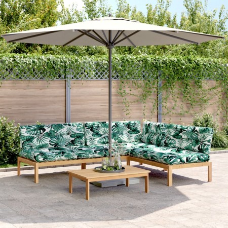 Garden pallet sofa set with 4 acacia wood cushions. by , Outdoor sofas - Ref: Foro24-3209336, Price: 596,37 €, Discount: %
