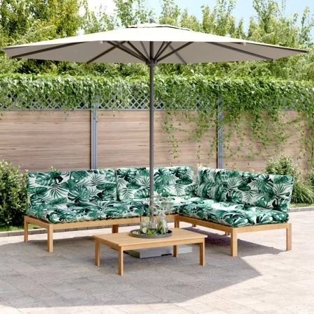 Garden pallet sofa set with 4 acacia wood cushions. by , Outdoor sofas - Ref: Foro24-3209336, Price: 587,93 €, Discount: %