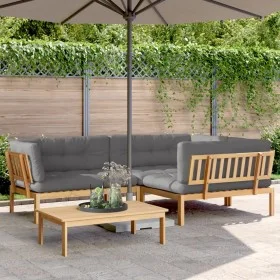 Garden pallet sofa set with 4 acacia wood cushions. by , Outdoor sofas - Ref: Foro24-3209362, Price: 739,18 €, Discount: %