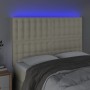 Cabecero con luces LED cuero sintético crema 144x5x118/128 cm