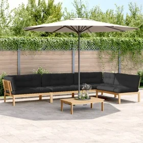 Set of garden pallet sofas and cushions 5 pieces acacia wood by , Outdoor sofas - Ref: Foro24-3209388, Price: 845,91 €, Disco...