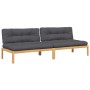 Central pallet garden sofas and 2 acacia wood cushions by , Outdoor sofas - Ref: Foro24-3209355, Price: 381,27 €, Discount: %