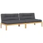 Central pallet garden sofas and 2 acacia wood cushions by , Outdoor sofas - Ref: Foro24-3209355, Price: 380,42 €, Discount: %