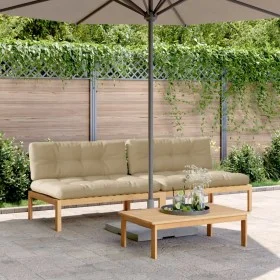 Central pallet garden sofas and 2 acacia wood cushions by , Outdoor sofas - Ref: Foro24-3209357, Price: 363,18 €, Discount: %
