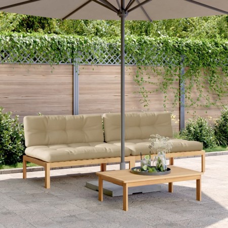 Mittlere Palettensofas für den Garten und 2 Stück Akazienholzkissen. von , Outdoor-Sofas - Ref: Foro24-3209357, Preis: 369,13...