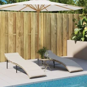 Sun loungers with cushions 2 units synthetic rattan beige by , Loungers - Ref: Foro24-3277304, Price: 249,76 €, Discount: %