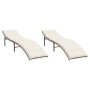 Liegestühle mit Kissen, 2 Stück, aus synthetischem Rattan in Beige. von , Liegen - Ref: Foro24-3277304, Preis: 194,70 €, Raba...
