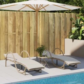 Sun loungers with cushions 2 units synthetic rattan beige by , Loungers - Ref: Foro24-3277310, Price: 315,34 €, Discount: %