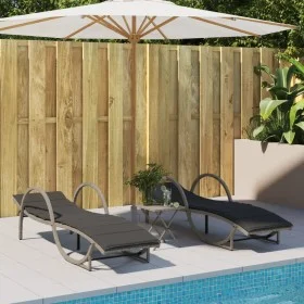 Liegestühle mit Kissen, 2 Stück, aus hellem grauem Kunststoff-Rattan. von , Liegen - Ref: Foro24-3277312, Preis: 315,34 €, Ra...