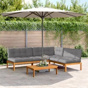 Garden pallet sofa set with 4 acacia wood cushions. by , Outdoor sofas - Ref: Foro24-3209458, Price: 633,73 €, Discount: %