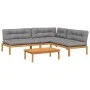 Garden pallet sofa set with 4 acacia wood cushions. by , Outdoor sofas - Ref: Foro24-3209458, Price: 633,73 €, Discount: %