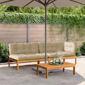 Garden pallet sofa set with 3-piece acacia wood cushions. by , Outdoor sofas - Ref: Foro24-3209447, Price: 464,07 €, Discount: %