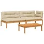 Garden pallet sofa set with 3-piece acacia wood cushions. by , Outdoor sofas - Ref: Foro24-3209447, Price: 468,00 €, Discount: %