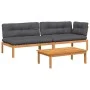 Set de sofás de palets de jardín y cojines 3 pzas madera acacia de , Sofás de exterior - Ref: Foro24-3209445, Precio: 497,18 ...