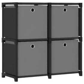 4-cube shelf with black fabric boxes 69x30x72.5 cm by vidaXL, Bookcases and shelves - Ref: Foro24-322599, Price: 38,04 €, Dis...
