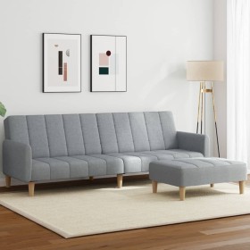 Two-seater sofa bed with light gray fabric ottoman by , Sofas - Ref: Foro24-3258088, Price: 339,43 €, Discount: %