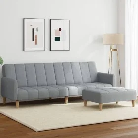 Two-seater sofa bed with light gray fabric ottoman by , Sofas - Ref: Foro24-3258088, Price: 333,88 €, Discount: %