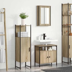 Juego de muebles de baño 3 pcs Marrón 33 x 33 x 120.5 cm