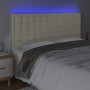 Cabecero con luces LED cuero sintético crema 180x5x118/128 cm