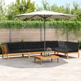 Set of garden pallet sofas and cushions 5 pieces acacia wood by , Outdoor sofas - Ref: Foro24-3209514, Price: 882,13 €, Disco...