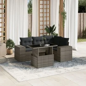 Garden sofa set with 5-piece synthetic rattan gray cushions by , Garden sets - Ref: Foro24-3269140, Price: 389,79 €, Discount: %