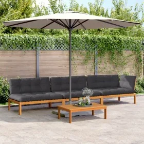 Garden pallet sofa set with 4 acacia wood cushions. by , Outdoor sofas - Ref: Foro24-3209451, Price: 702,66 €, Discount: %