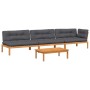 Garden pallet sofa set with 4 acacia wood cushions. by , Outdoor sofas - Ref: Foro24-3209451, Price: 741,49 €, Discount: %