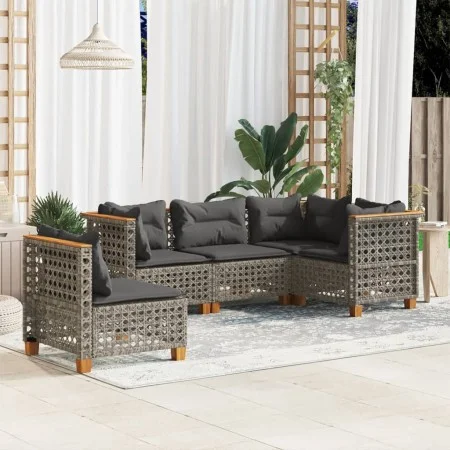 Garden sofa set with 5-piece synthetic rattan gray cushions by , Garden sets - Ref: Foro24-3261837, Price: 441,05 €, Discount: %