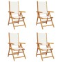 4 verstellbare Gartenstühle aus massivem Holz mit Stoff in Weiß-Creme. von , Gartenstühle - Ref: Foro24-3214538, Preis: 296,0...