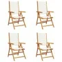 Sillas jardín reclinables 4 uds tela madera maciza blanco crema de , Sillas de jardín - Ref: Foro24-3214538, Precio: 287,51 €...