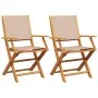 Garden chairs 2 units solid acacia wood and taupe gray fabric by , Garden chairs - Ref: Foro24-367671, Price: 139,88 €, Disco...