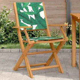 Garden chairs 2 units acacia wood and leaf print fabric by , Garden chairs - Ref: Foro24-367673, Price: 128,11 €, Discount: %