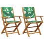 Garden chairs 2 units acacia wood and leaf print fabric by , Garden chairs - Ref: Foro24-367673, Price: 130,56 €, Discount: %