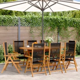 Reclining garden chairs 8 pcs solid acacia wood black by , Garden chairs - Ref: Foro24-3214531, Price: 647,27 €, Discount: %