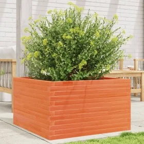 Solid pine wood planter in brown wax 80x80x45.5 cm by , Pots and planters - Ref: Foro24-847260, Price: 143,28 €, Discount: %