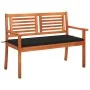 Solid eucalyptus wood 2-seater garden bench with cushion, 120 cm by , garden benches - Ref: Foro24-3060976, Price: 185,08 €, ...