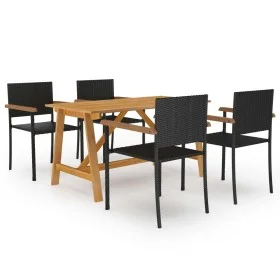 Garden dining set 5 pieces black by , Garden sets - Ref: Foro24-3068764, Price: 360,58 €, Discount: %