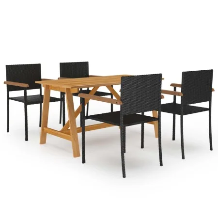 Juego de comedor para jardín 5 piezas negro de , Conjuntos de jardín - Ref: Foro24-3068764, Precio: 366,19 €, Descuento: %