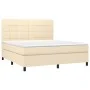 Box spring bed with mattress and LED lights, cream fabric, 180x200 cm. by , Beds and slatted bases - Ref: Foro24-3134898, Pri...