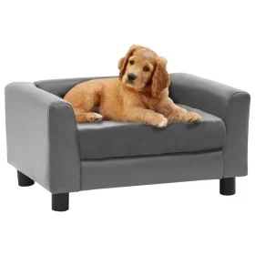Graues Hundesofa aus Plüsch und Kunstleder 60x43x30 cm von , Betten für Hunde - Ref: Foro24-170959, Preis: 78,43 €, Rabatt: %